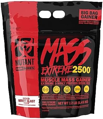 Mutant Mass Extreme Gainer – Whey Protein Powder (Порошок) – Build Muscle Size and Strength – High Density Clean Calories (Jacked Berry Blast, 12 lbs) Mutant