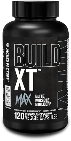 Jacked Factory Build-XT Max - Muscle Builder for Men and Women with Peak02 Cordyceps, KSM-66 Ashwagandha, & ElevATP for Muscle Recovery, Muscle Growth, Increased Endurance & Performance - 120 Count Jacked Factory