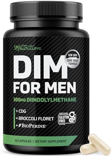 DIM 300mg For Men, Estrogen Blocker & Aromatase Inhibitor | Men’s Hormone Balance & Fitness Booster Supplement with Diindolylmethane Plus CDG & Sulforaphane for Mens Health | Gluten-Free | 60 Capsules (Капсулы) SMNutrition