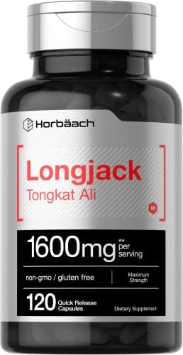 Horbäach Longjack Tongkat Ali 1600 mg | 120 Capsules (Капсулы) | Longifolia Root Extract Powder (Порошок) | Maximum Strength Formula | Non-GMO, Gluten Free Horbäach