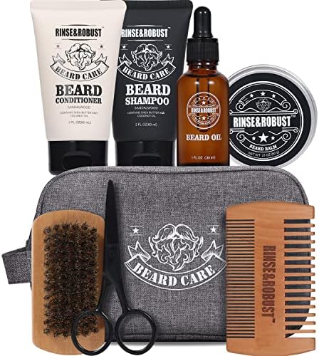 Rinse & Robust Beard Kit Beard Care Grooming for Men Beard Travel Set Christmas Gift Travelling Bag for Men Rinse & Robust