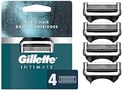 Gillette Intimate Pubic Hair Razor Cartridges, 4 Razor Blade Refills, Gentle and Easy to Use, Dermatologist Tested, With 2x Lubrication Gillette