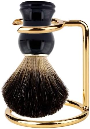 Men Shaving Brush Stand, Gold Stainless Steel Shave Brush Stand Shaver Holder Shaving Accessories for Salon Home Travel Agatige