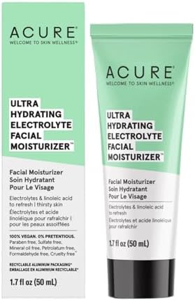 Acure Ultra Hydrating Electrolyte Facial Moisturizer | 100% Vegan | For Dry Skin | With Plant Squalane & Prickly Pear For Intense Moisture | Easily Absorbed 1.7 Fluid Ounce (Pack of 1) ACURE