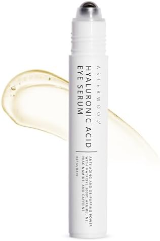 Asterwood Hyaluronic Acid Eye Serum - Reduces Under Eye Bags, Wrinkles, Dark Circles, Fine Lines, & Crow's Feet - with Matrixyl 3000, Niacinamide & Caffeine - Treatment for Women & Men - 0.5 Fl oz (Унции) Asterwood