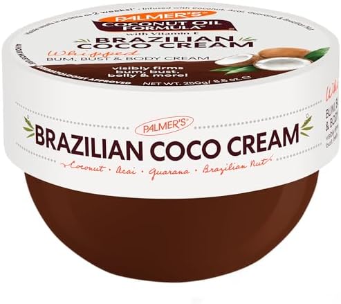 Palmer's Coconut Oil Formula Brazilian Coco Cream with Vitamin E, 8.8 Fl Oz, Whipped Bum, Bust & Body Cream, Helps with Skin Tightening & Firming Palmer's