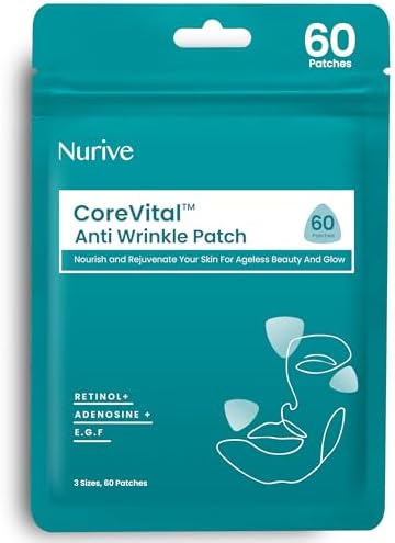 Advanced Wrinkle Patches 60ct | Smile Line, Frown Line Wrinkle Patches | Wrinkle Patches for Facial Korean Skin Care | Face Wrinkle Tape Invisible Overnight with Retinol & Collagen NURIVE