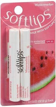 Softlips Lip Protectant/Sunscreen SPF 20 Watermelon - 2 ct Softlips