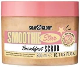 Soap & Glory Smoothie Star Exfoliating Breakfast Body Scrub - Buff & Smooth Body Scrub - Almond & Caramel Scented Body Polish - Brightening Body Scrub with Honey Extract & Sweet Almond Oil (300ml) Soap & Glory