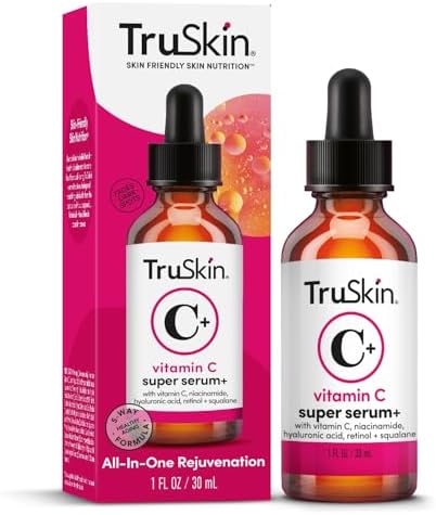 TruSkin Vitamin C Super Serum with Niacinamide, Retinol, Hyaluronic & Salicylic Acid (BHA) - All-in-One Anti Aging Facial Serum for Brightening, Firming, Dark Spots, Discoloration - 1 fl oz TruSkin