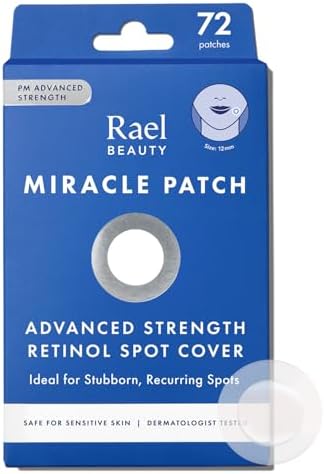 Rael Pimple Patches, Miracle Patch Retinol Spot Cover - Hydrocolloid Acne Patch for Face with Retinol, Blemishes, Zits Absorbing Patch, Breakouts Spot, PM Advanced Treatment, Facial Sticker (72 Count) Rael