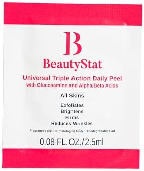 BeautyStat Triple Action One-Step Daily Exfoliating Peel Pad for Uneven Tone, Texture, Fine Lines, Enlarged Pores - Gentle Exfoliator Pad with AHAs, BHAs, Glucosamine to Brighten BeautyStat