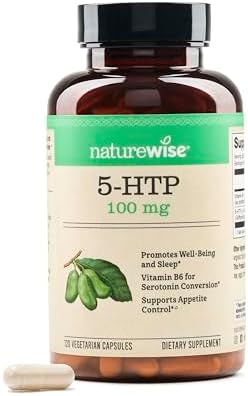 NatureWise 5 HTP 100mg, 5 HTP Supplement w/Vitamin B6, from Griffonia Seeds - Mood Support Supplement, Natural Sleep Aids for Adults - Delayed Release Capsule, Vegan - 120 Count[2-4 Month Supply] NatureWise