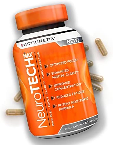 NeuroTech MAX Brain Supplements for Memory and Focus, Caffeine Free Nootropic Brain Supplement, Rich Brain Supplements with DMAE, Bacopa, Huperzine for Atheletic Performance ACTIONETIX