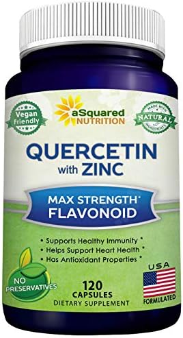 aSquared Nutrition Quercetin 1000mg with Zinc Supplement - 120 Capsules (Капсулы) - Quercetin Dihydrate with Black Elderberry & Zinc - Max Strength Powder (Порошок) Complex Pills to Help Improve Immune Response ASquared Nutrition