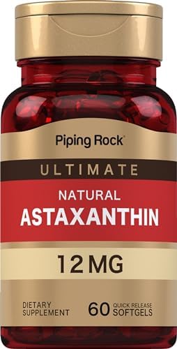 Piping Rock Astaxanthin 12mg | 60 Quick Release Softgels (Мягкие капсулы быстрого высвобождения) | Extract Supplement | Gluten Free, Non-GMO Piping Rock