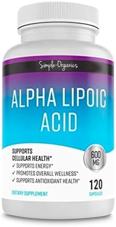 Alpha Lipoic Acid Supplement, Antioxidant and Energy Support, Non-GMO Pills for Overall Wellness, No Gluten and Soy, 600mg per Serving (Порция), 120 Vegan Capsules (Веганские капсулы) Simple-Organics