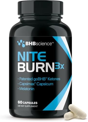 Night Burn Keto BHB Exogenous Ketones Supplement - BHB Science Keto Diet Pills with Patented goBHB Capsimax and Melatonin for Body Sculpting & Ketosis Support - Vegetarian & Non-GMO (1 Month) Real Ketones