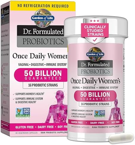 Garden of Life Once Daily Dr. Formulated Probiotics for Women 50 Billion CFU 16 Probiotic Strains with Organic Prebiotics for Digestive, Vaginal & Immune Health, Dairy Free, Shelf Stable 30 Capsules Garden of Life