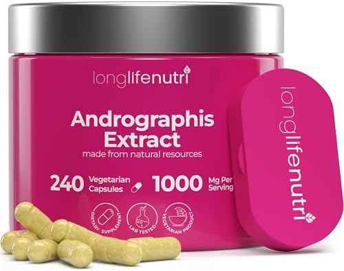 Andrographis Extract 1000mg - Advanced Formula, 240 Vegetarian Capsules (Вегетарианские капсулы), 4-Month Supply - Andrographis Paniculata Aerial Parts for Immune Health, Organic Supplement LongLifeNutri