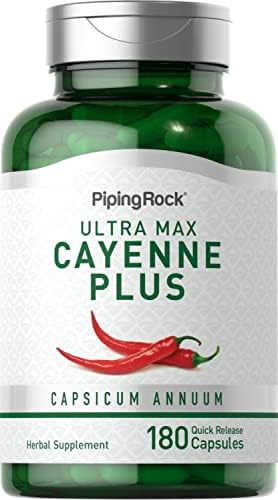 Piping Rock Cayenne Pepper Capsules (Капсулы) | 180 Count | Capsicum Annuum | Plus Ginger and Hawthorn Berry | Herbal Supplement | Non-GMO, Gluten Free Piping Rock