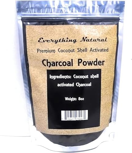 Extra Large Activated Charcoal Powder (Порошок). Food Grade, Alleviates Gas & Bloating, Natural Teeth Whitener, Rejuvenates Skin, Promotes Natural detoxification derived from Coconut Shells Everything Natural