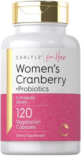 Carlyle Women's Cranberry Probiotics Supplement | 120 Capsules (Капсулы) | with 14 Probiotic Strains | Vegetarian, Non-GMO, Gluten Free | for Her Carlyle