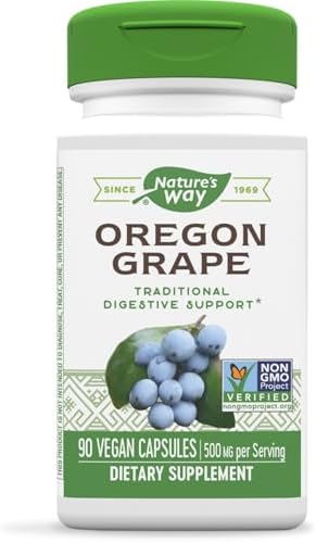 Орегонский виноград, 500 мг, традиционная поддержка пищеварительной системы, 90 веганских капсул Nature's Way