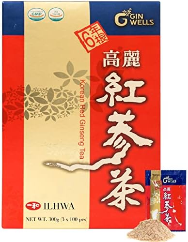 ILHWA Korean Red Ginseng Tea (150g, 0.11oz X 50 sachets) - 6 Years Ginseng Granulated. High Ginsenoside Rg1+Rb1+Rg3 Ilhwa