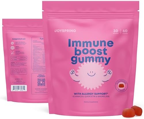 Immune Support Gummies (Жевательные конфеты) For Kids - Quercetin with Bromelain Elderberry Gummies for Kids - Immune Support Supplement - Elderberry Vitamin C and Zinc Immune Support for Kids - 60 Immunity Gummies JoySpring