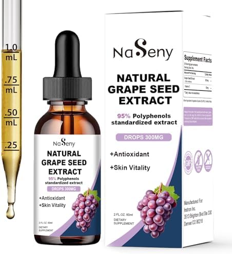 Natural Grape Seed Extract Drops (Капли)-300 mg Grape Seed Extract Supplement - Maximum Strength Grape Seed Liquid (Жидкость)-Standardized to 95% Polyphenols - Non-GMO, Gluten Free (60ml) NaSeny