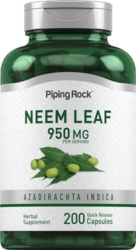 Piping Rock Neem Leaf Capsules (Капсулы) | 950mg | 200 Count | Herbal Extract Supplement | Non GMO, Gluten Free Piping Rock