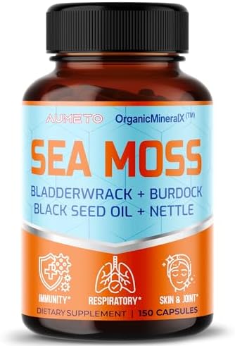 Premium Sea Moss Supplement with Black Seed Oil, Ashwagandha, Bladderwrack, Nettle- Advanced 18-in-1 Formula for Immunity Boosting, Mineral-Rich - Made in The USA (150 Count (Pack of 1)) AUMETO