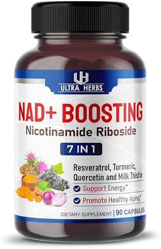 NAD+ Supplement 14,300mg with Nicotinamide Riboside NR, Trans Resveratrol, Quercetin - Support Cellular Energy, Longevity, Healthy Aging *USA made & tested* (90 Count (Pack of 1)) ULTRA HERBS