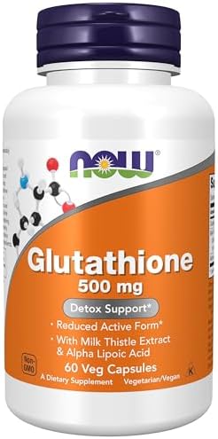 NOW Foods Supplements, Glutathione 500 mg, With Milk Thistle Extract & Alpha Lipoic Acid, Free Radical Neutralizer*, 30 Veg Capsules (Вегетарианские капсулы) NOW Foods