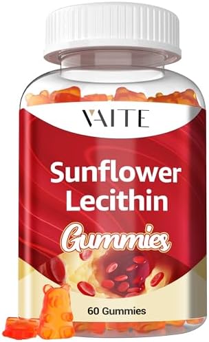 Sunflower Lecithin Gummies (Жевательные конфеты) 800mg - Vegan, Non-GMO, Soy-Free & Gluten-Free - Supports Daily Nutrition, Easy-to-Digest Chews for Adults, Lactation Supplement, Natural Wellness Support - 60 Vegan Gummy VAITE