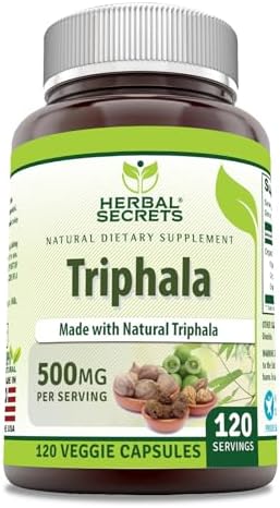 Herbal Secrets Triphala Supplement | 500 Mg Per Serving (Порция) | 120 Veggie Capsules (Капсулы на растительной основе) | Non-GMO | Gluten Free | Made in USA Herbal Secrets