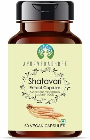 Shatavari Extract 500mg - 60 Vegetarian Capsules (Вегетарианские капсулы) | Asparagus Racemosus | All Natural | 100% Vegan | Gluten-Free | GMP Certified. AYURVEDASHREE