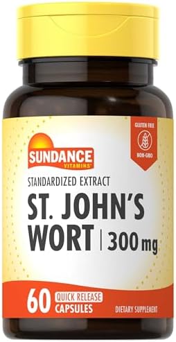 Sundance St. John's Wort Capsules | 300mg | 60 Count | Non-GMO and Gluten Free Standardized Extract Sundance