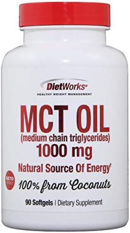 DietWorks Mct Oil Softgels (Мягкие капсулы), Supports Fat Burning, Boost Metabolism, Natural Source of Energy, Promotes Weight Loss, Keto and Paleo Friendly, 90 Count DietWorks