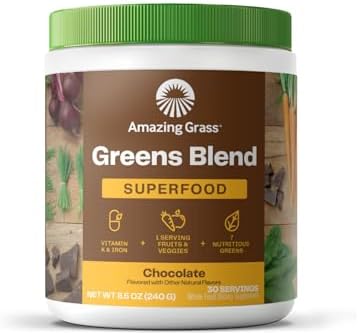 Amazing Grass Greens Superfood Powder (Порошок): Greens Powder with Digestive Enzymes & Probiotics, Organic Spirulina, Chlorella, and Beet Root Powder, Chocolate, 30 Servings (Порции) Amazing Grass