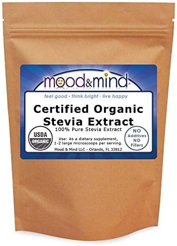 Organic Stevia Extract Powder (Порошок) No Fillers 1lb(448g) Mood & Mind