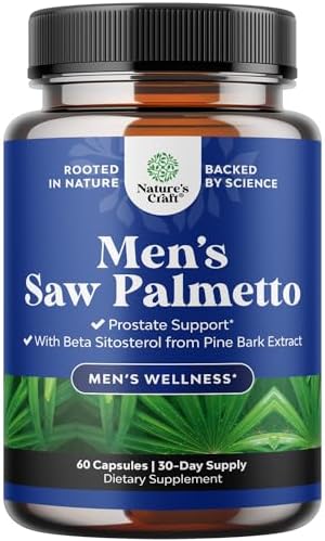 Saw Palmetto for Men with Beta Sitosterol - Saw Palmetto Extract Prostate Support Supplement for Men's Health & Better Bladder Control plus Restoring Hair Supplement for Hair Health for Men - 60ct Natures Craft