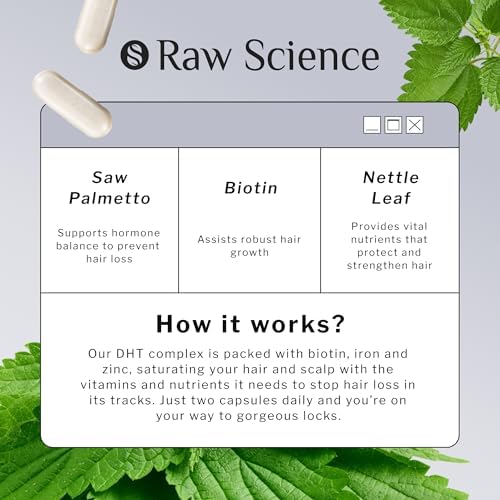 Капсулы для роста волос с блокатором DHT, экстрактом сау палметто, железом и крапивой - 60 шт S Raw Science