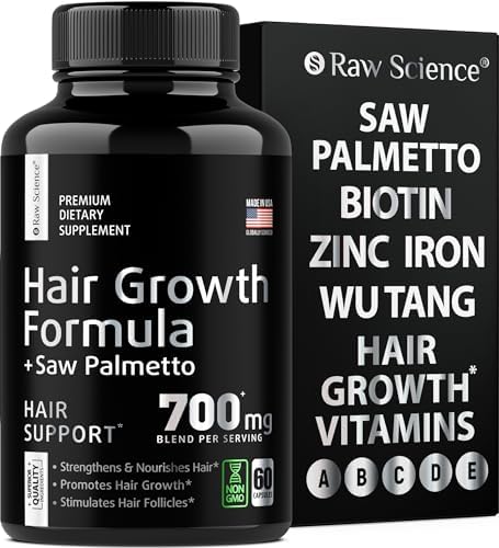 DHT Blocker Hair Growth Pills - Hair Growth Vitamins: Saw Palmetto for Men & Women with Iron, Stinging Nettle - Hair Supplements for Hair Growth & Regrow - Hair Loss Biotin Supplement - 60 Capsules (Капсулы) S RAW SCIENCE