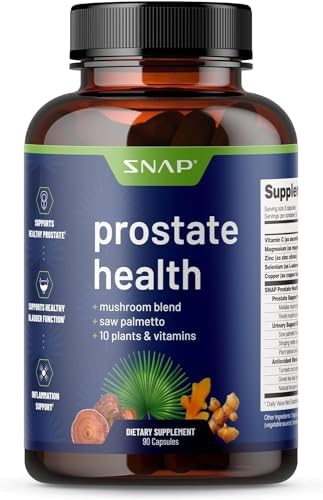 Snap Supplements Prostate Health Support Supplement - Natural Prostate Supplements for Men with Organic Saw Palmetto Extract & Turmeric, Prostate Support, Urinary Tract Health (90 Capsules (Капсулы)) Snap Supplements