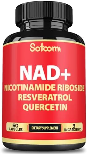 3in1 1000mg Pure NAD+ Supplement with Liposomal Nicotinamide Riboside 900mg NR, Resveratrol, Quercetin - Cellular Energy & Repair, Vitality, Healthy Aging - 60 Count Satoomi