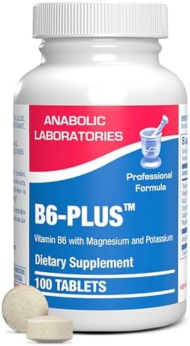 Anabolic Laboratories Vitamin B6 50mg Tablets (Таблетки) - 100 Tablets of Vitamin B 6 Supplement - B6 Pyridoxine Plus with Magnesium and Potassium for Nerve and Heart Health Anabolic Laboratories