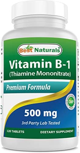 Best Naturals Vitamin B1 as Thiamine Mononitrate 500 mg 120 Tablets (Таблетки) (120 Count (Pack of 1)) Best Naturals