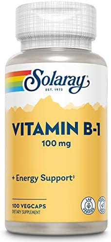 Solaray Vitamin B-1 100 mg | Healthy Energy Metabolism, Skin, Brain, Heart & Nervous System Support | 100 VegCaps Solaray